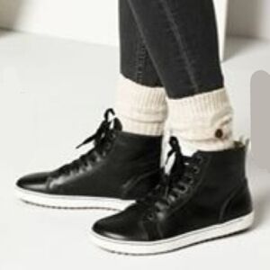 BIRKENSTOCK BARTLETT HIGH TOP LEATHER SNEAKERS BLACK EU 37 US 6